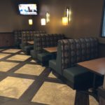 dark gray restaurant booths