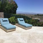 blue outdoor lounge chairs