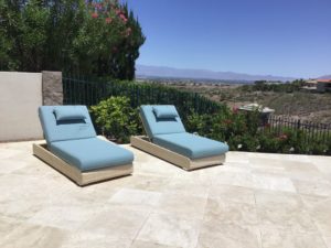 blue outdoor lounge chairs