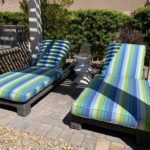 blue and green outdoor lounge chairs