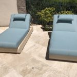 blue outdoor lounge chairs