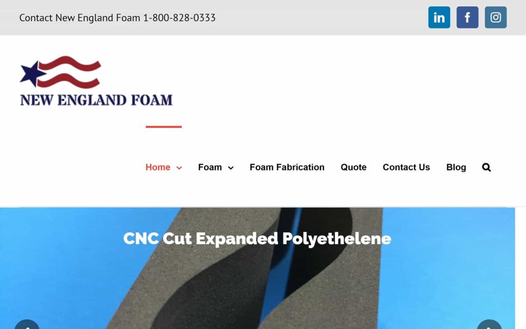 new england foam website homepage